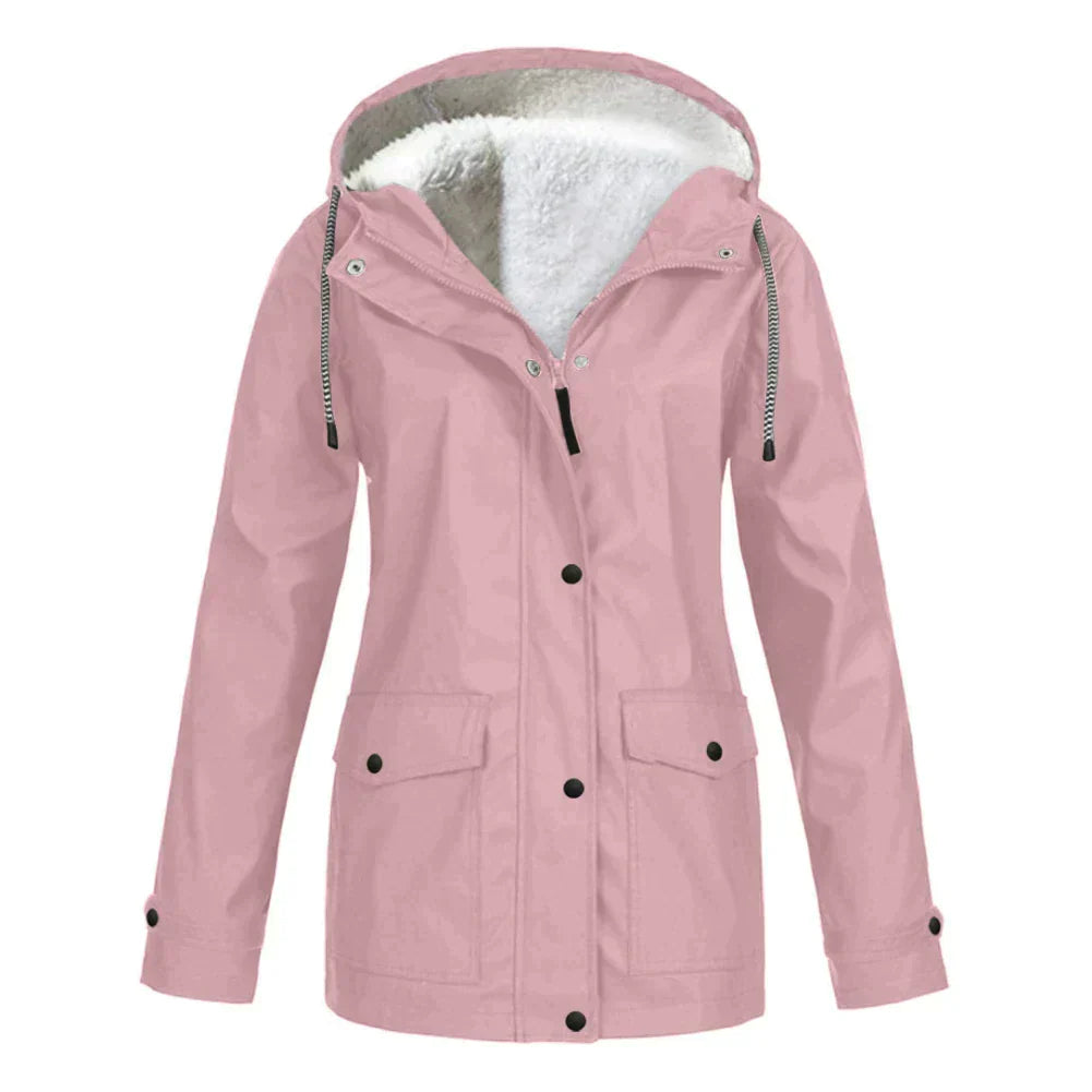 Regenjas met fleece voering en capuchon