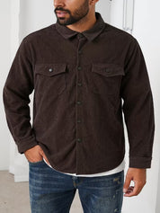 Ribfluweel jas met dubbele rij knopen