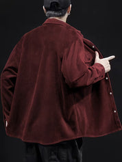 Ribfluweel jas met dubbele rij knopen