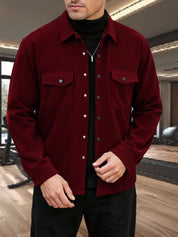 Ribfluweel jas met dubbele rij knopen