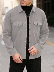 Ribfluweel jas met dubbele rij knopen