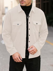 Ribfluweel jas met dubbele rij knopen