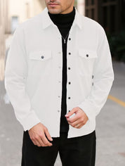 Ribfluweel jas met dubbele rij knopen