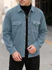 Ribfluweel jas met dubbele rij knopen