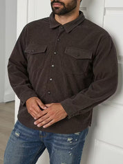 Ribfluweel jas met dubbele rij knopen