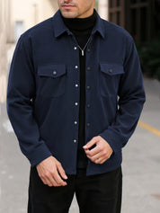 Ribfluweel jas met dubbele rij knopen