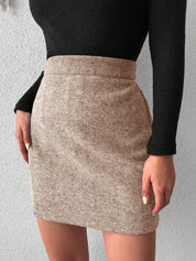 Rok met visgraatmotief en hoge taille