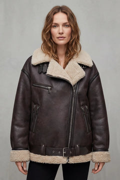 Aviator jas met shearling trim