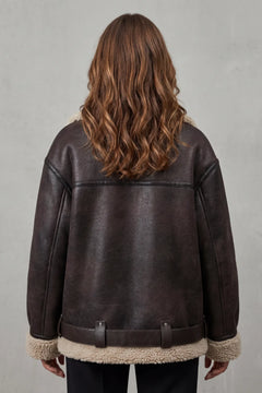 Aviator jas met shearling trim