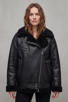 Aviator jas met shearling trim