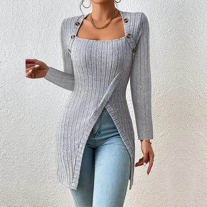 Claudia - Asymmetrische geribbelde cardigan