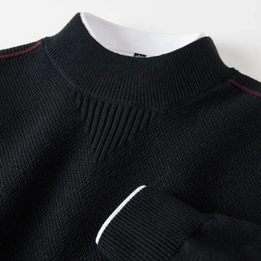 Trui met ribbed mock neck