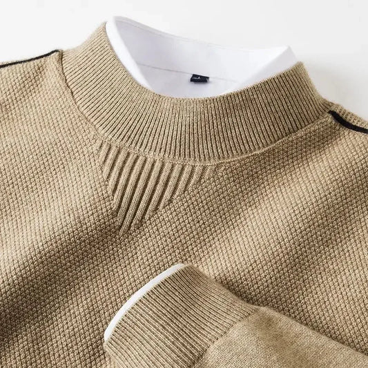Trui met ribbed mock neck
