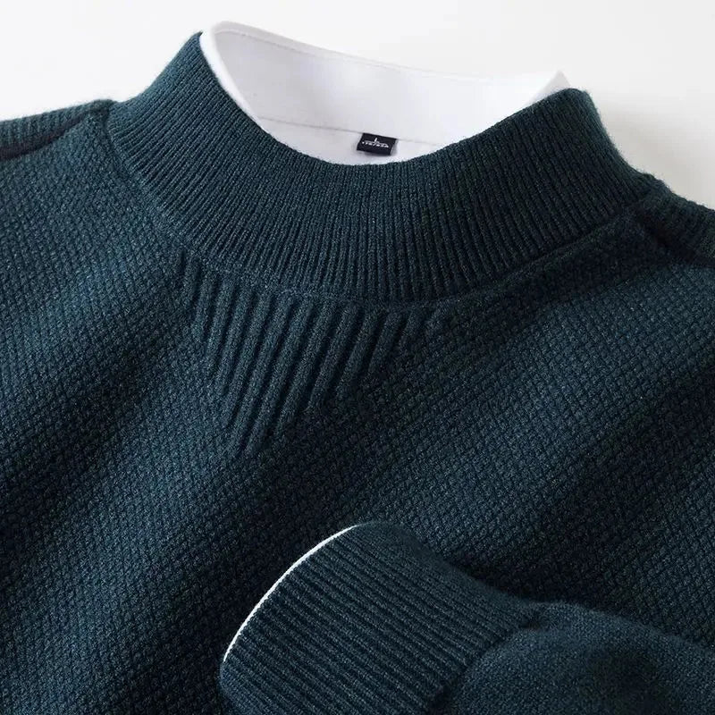 Trui met ribbed mock neck