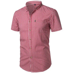 Korte mouw overhemd met blauw checkered patroon