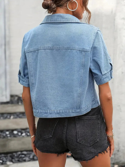 Sabrine Denim jack | Denim overhemd met korte mouwen voor dames