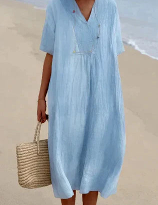 Stijlvolle Linnen Zomerjurk - Comfort en Elegantie