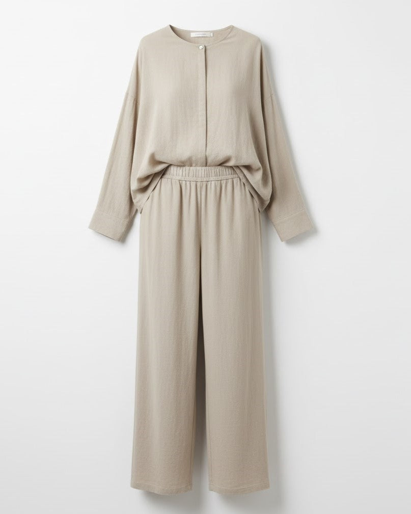 Set met blouse en broek met wijde pijpen