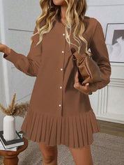 Shirtjurk met geplooide onderkant en lange mouwen