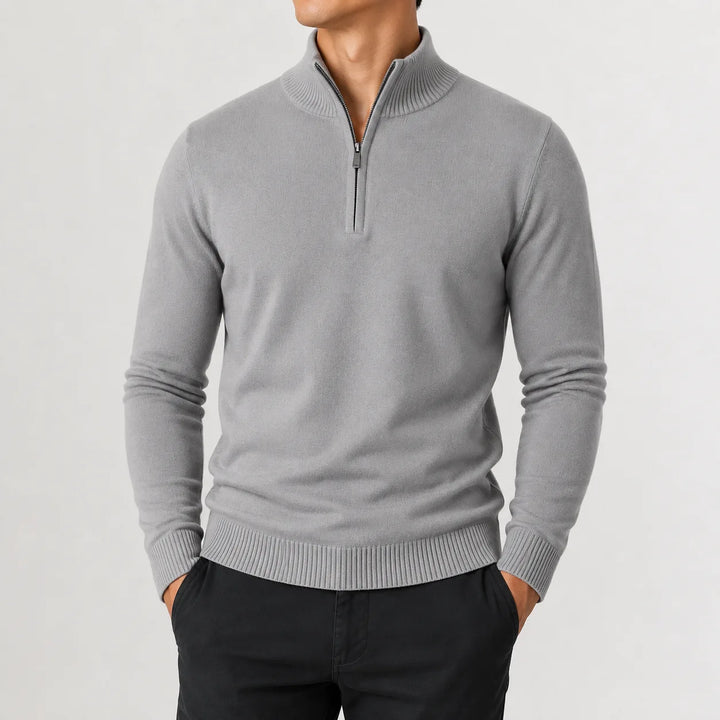 Zip-up trui met mock neckline