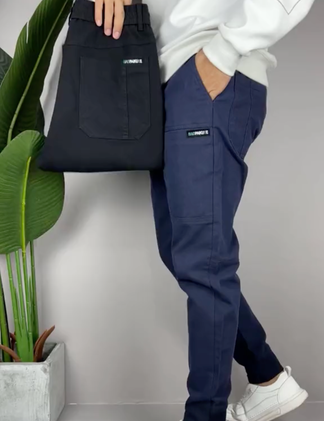 Slim fit cargo broek met elastische boorden