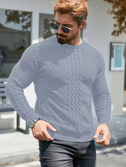 Slim fit crew neck trui met kabelpatroon