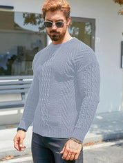 Slim fit crew neck trui met kabelpatroon