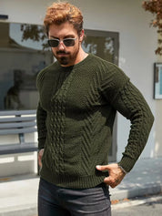 Slim fit crew neck trui met kabelpatroon