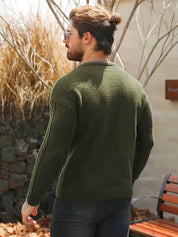 Slim fit crew neck trui met kabelpatroon