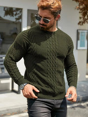 Slim fit crew neck trui met kabelpatroon