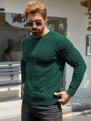 Slim fit crew neck trui met kabelpatroon