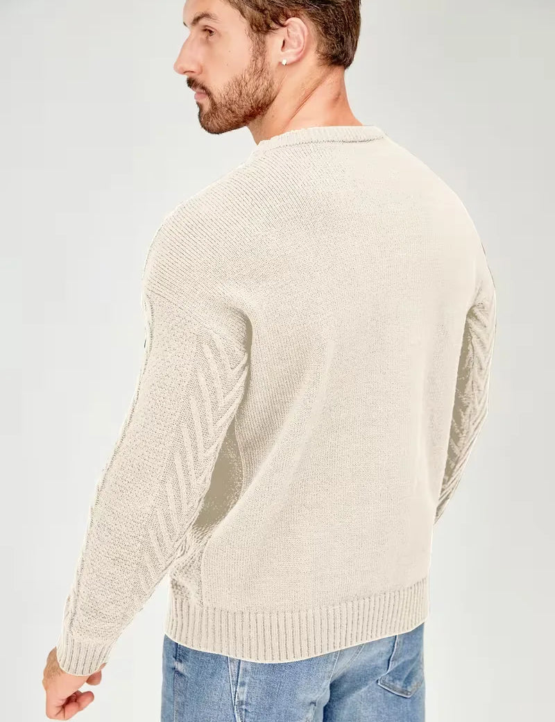 Slim fit crew neck trui met kabelpatroon