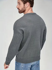 Slim fit crew neck trui met kabelpatroon