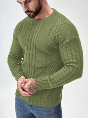 Slim fit crew neck trui met kabelpatroon