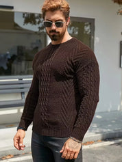 Slim fit crew neck trui met kabelpatroon