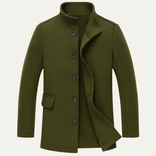 Slim fit jas met opstaande kraag en knoopsluiting
