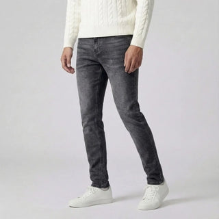 Slim fit jeans met lichte wassing en vijf-pocket stijl