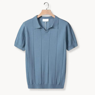Slim fit polo met korte mouwen en verticale ribbels