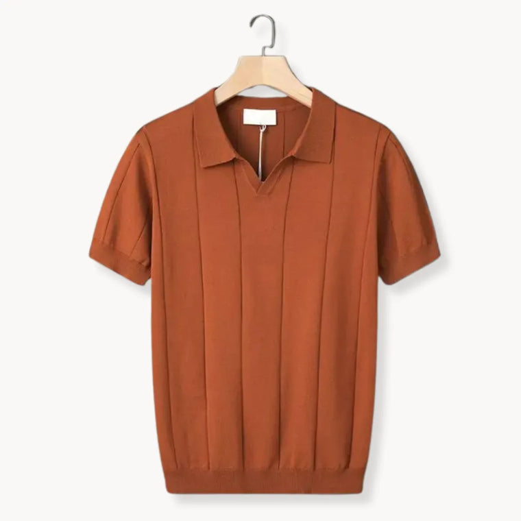 Slim fit polo met korte mouwen en verticale ribbels
