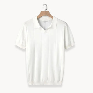 Slim fit polo met korte mouwen en verticale ribbels