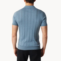 Slim fit polo met korte mouwen en verticale ribbels