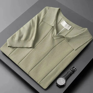 Slim fit polo met korte mouwen en verticale ribbels