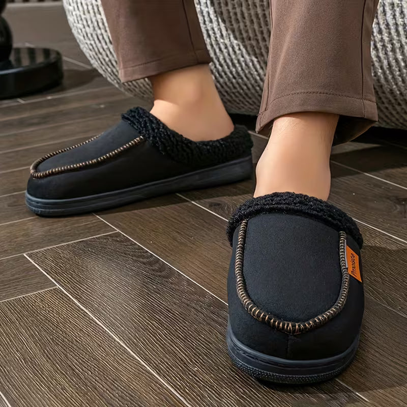 Slip-on pantoffels met pluche rand voor comfort