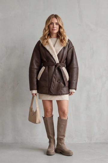 Faux leather jas met ceintuur
