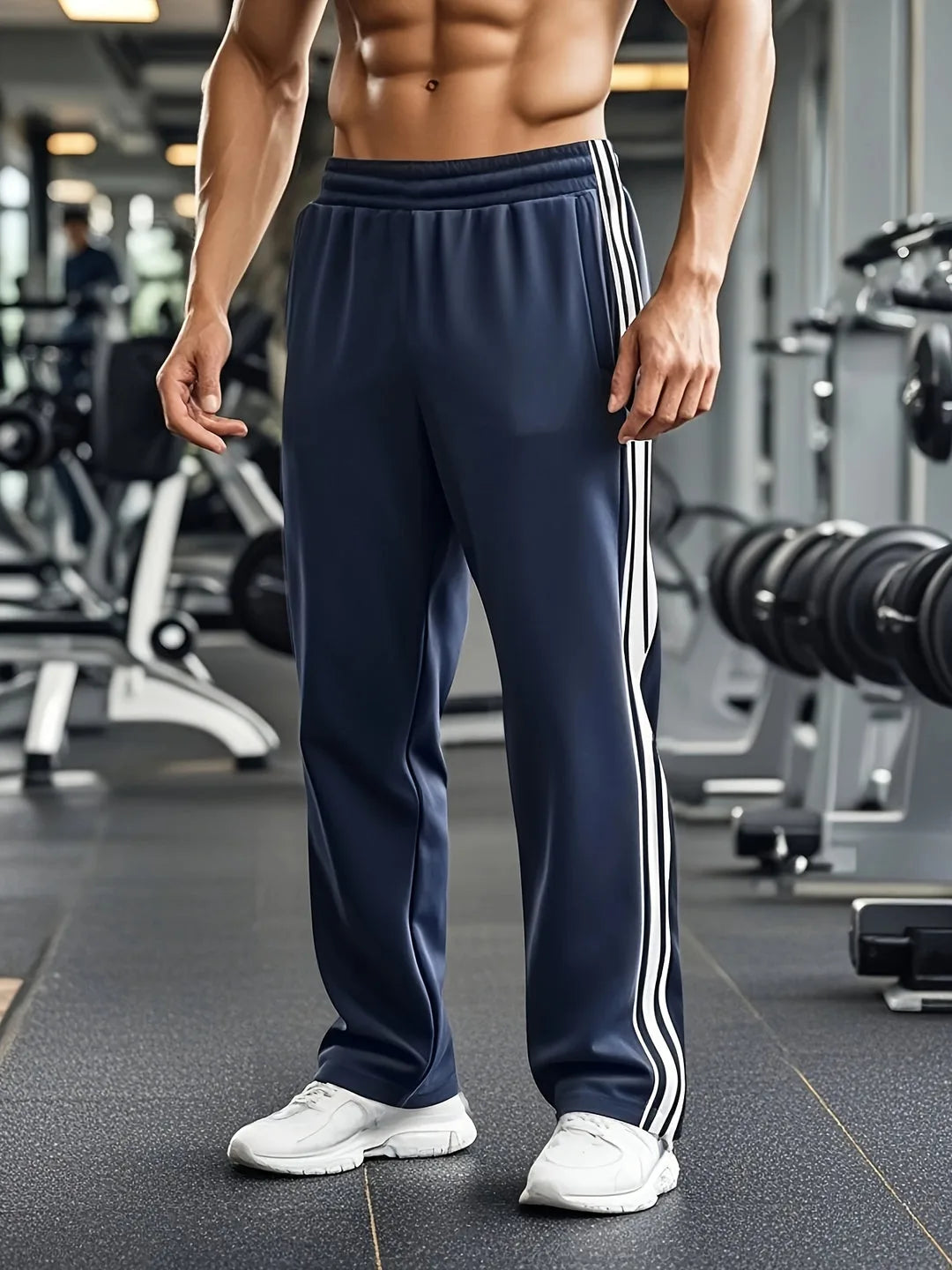 Sportbroek met elastische tailleband en zijstrepen