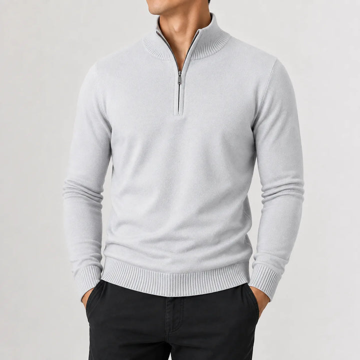 Zip-up trui met mock neckline