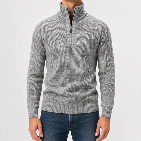 Zip-up trui met mock neck
