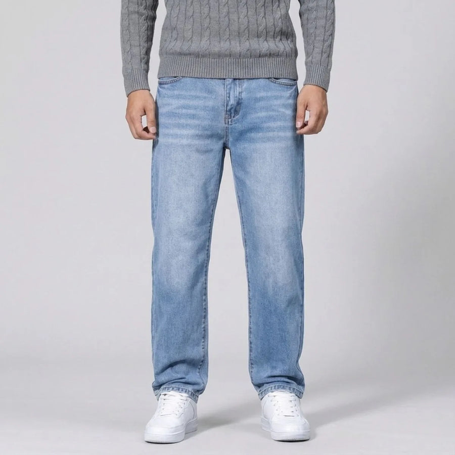 Straight jeans met lichte wassing en regular fit