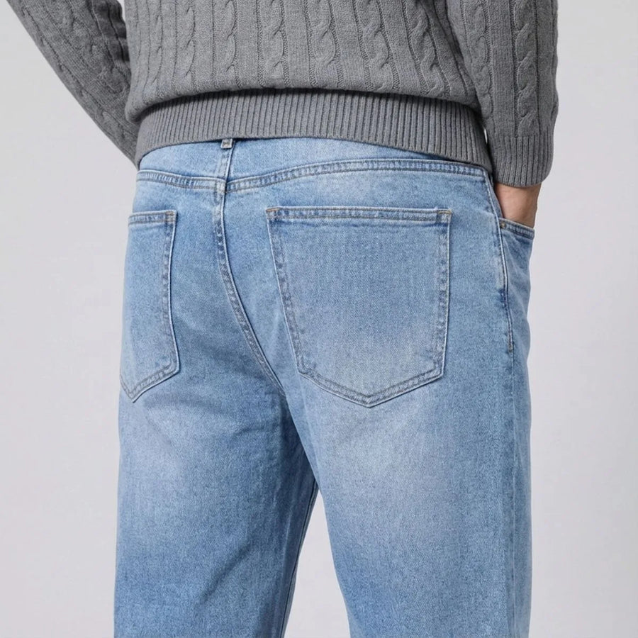 Straight jeans met lichte wassing en regular fit