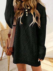 Trui jurk met kabelpatroon en ribbelafwerking